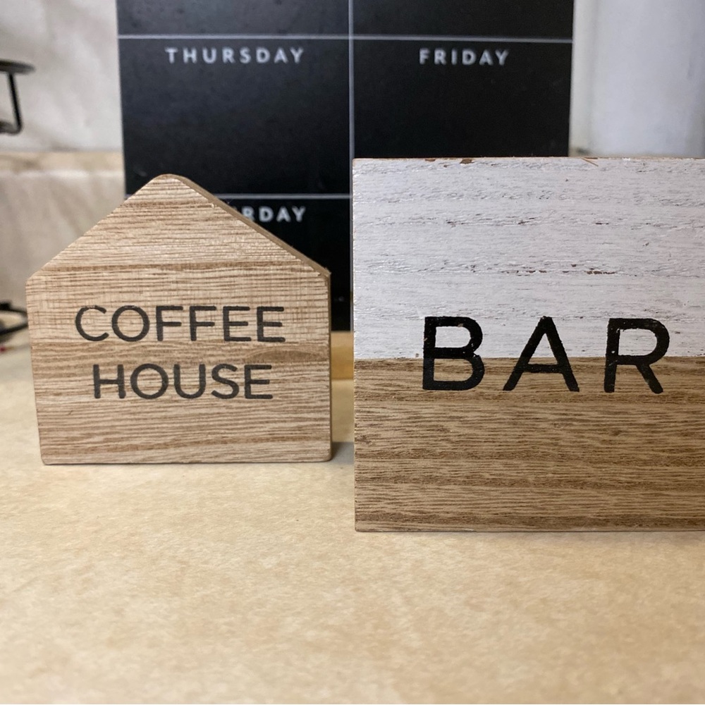 Target bullseye playground bundle of 2 mini coffee bar signs